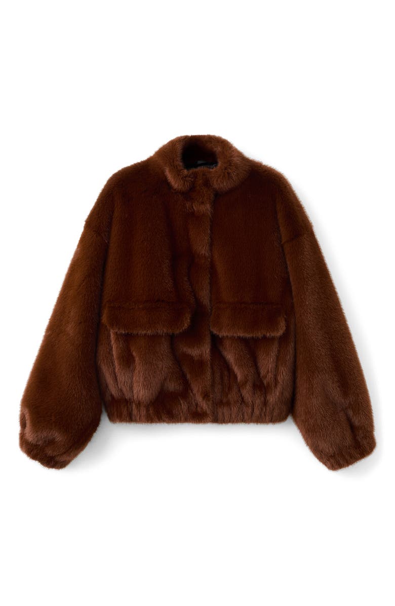 MANGO Faux Fur Jacket, Alternate, color, Brown