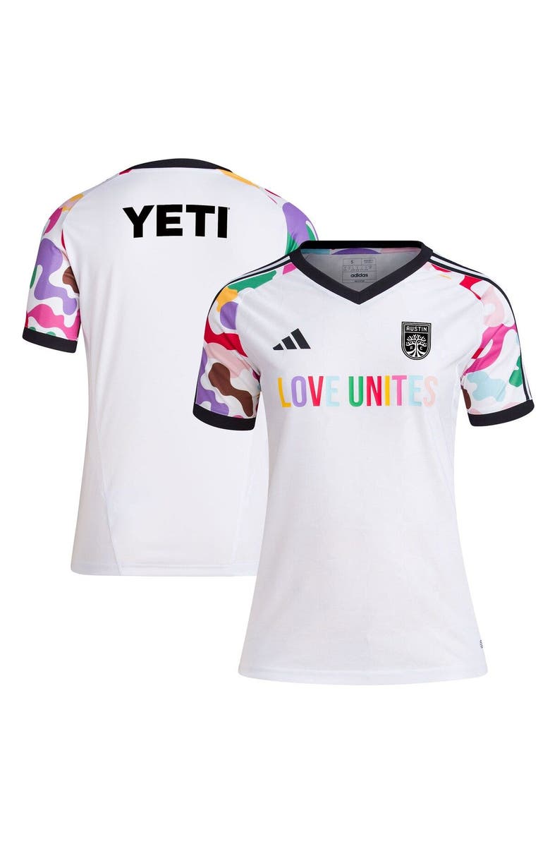 adidas Women's adidas White Austin FC 2023 Pride Pre-Match Top, Main, color, 