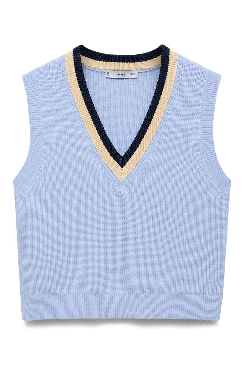 Contrast V-Neck Sweater Vest, Alternate, color, SKY BLUE