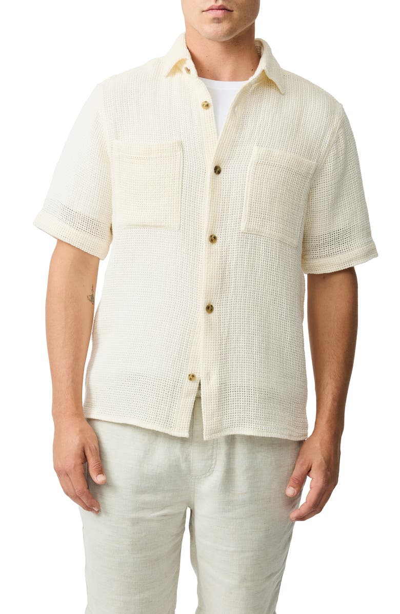 Rodd & Gunn Enstone Lane Short Sleeve Cotton Mesh Button-Up Shirt, Main, color, Barley