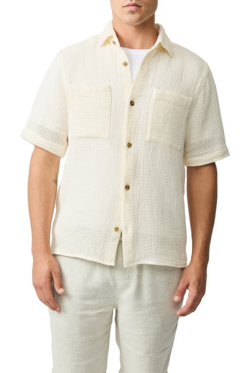 Enstone Lane Short Sleeve Cotton Mesh Button-Up Shirt
