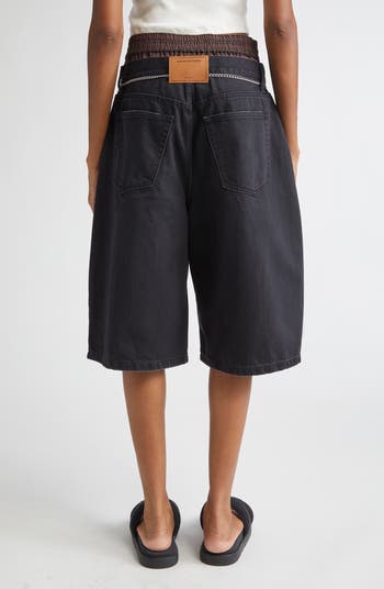 Alexander Wang Pre-Styled Pleated Denim Shorts with Chain