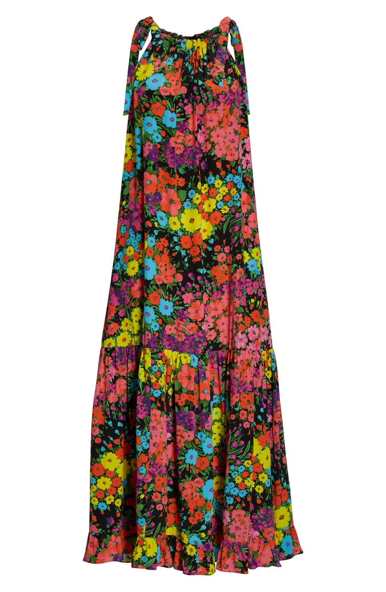 Les Rêveries Tie Strap Floral Silk Dress, Alternate, color, 
