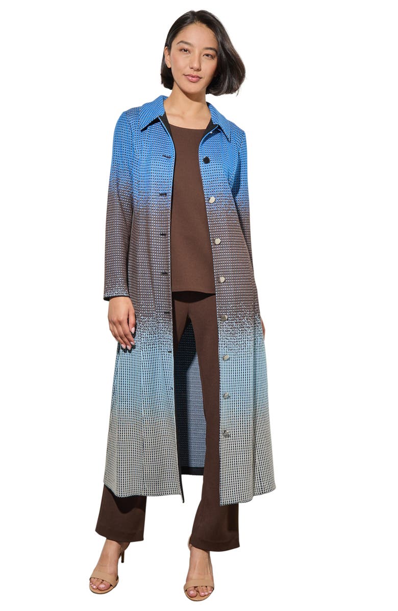 Ming Wang Ombré Jacquard Long Sleeve Knit Midi Shirtdress, Alternate, color, 