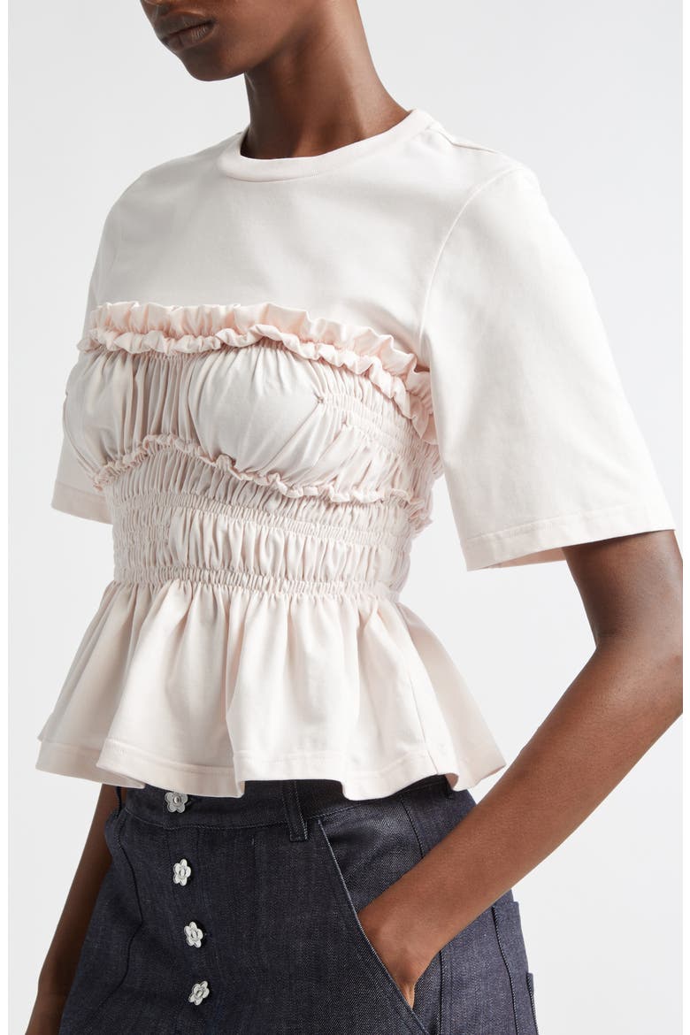 Vilde Shirred Peplum T-Shirt, Alternate, color, LIGHT PINK JERSEY
