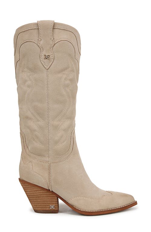 Sam Edelman James Wide Calf Western Boot Ivory Sand Suede In Ivory Sand