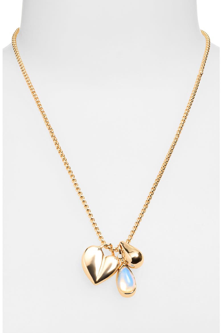 Charm Cluster Necklace, Alternate, color, WHITE- GOLD