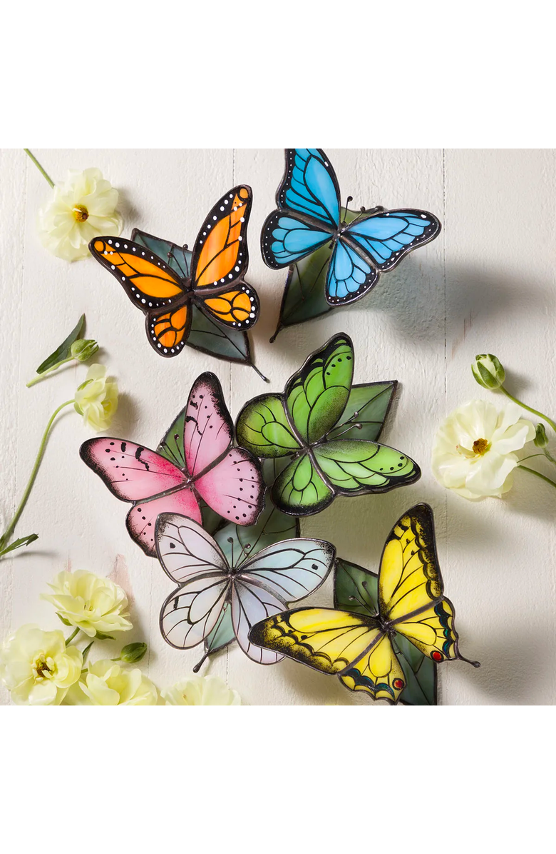 Uncommon Goods Stained Glass Butterflies with a Message, Alternate, color, Blue (Serenity, Calm)