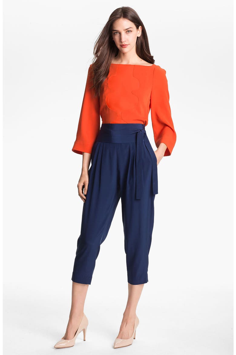 'Yohanna' Silk Top, Alternate, color, BLOOD ORANGE