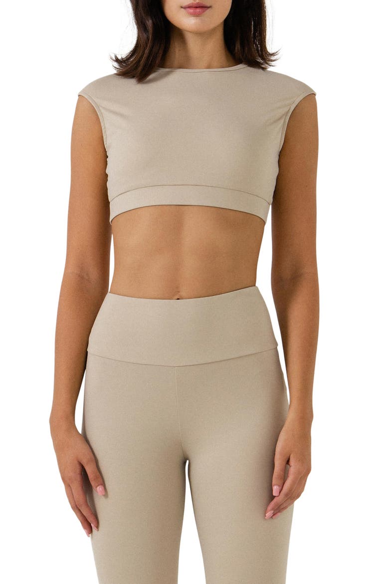 Strappy Back Crop Top, Alternate, color, KHAKI