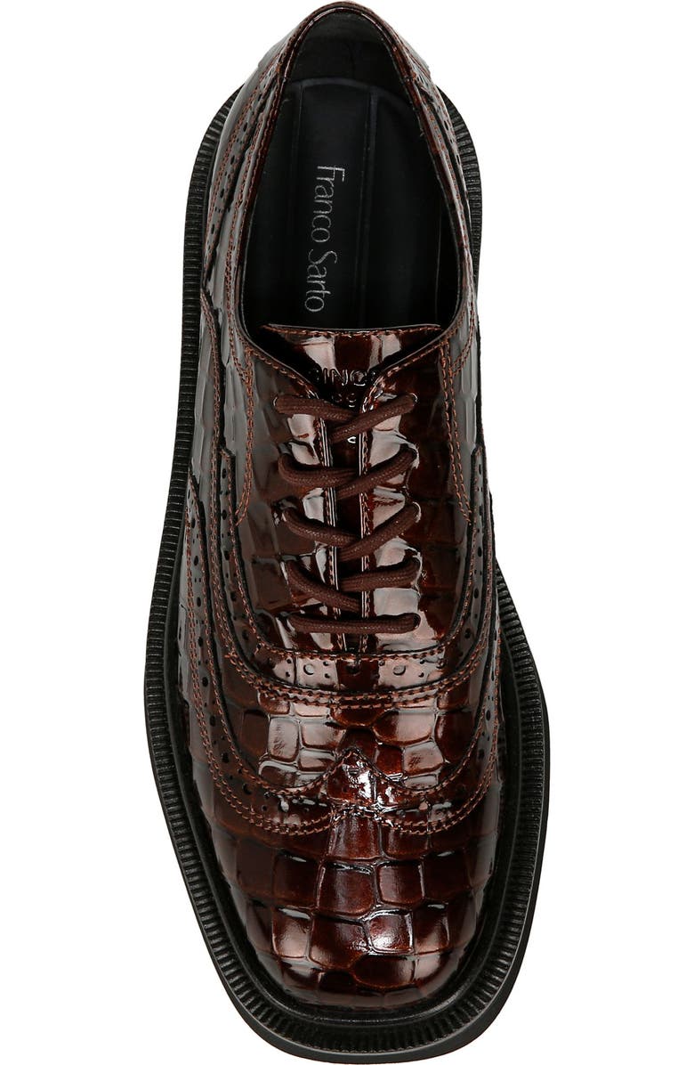 Franco Sarto Audrey Croc Embossed Wingtip Oxford, Alternate, color, Brown