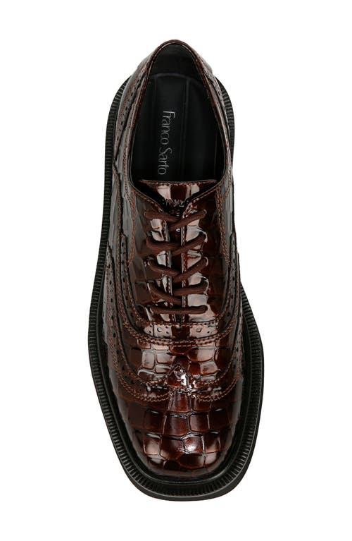 Franco Sarto Audrey Croc Embossed Wingtip Oxford In Brown