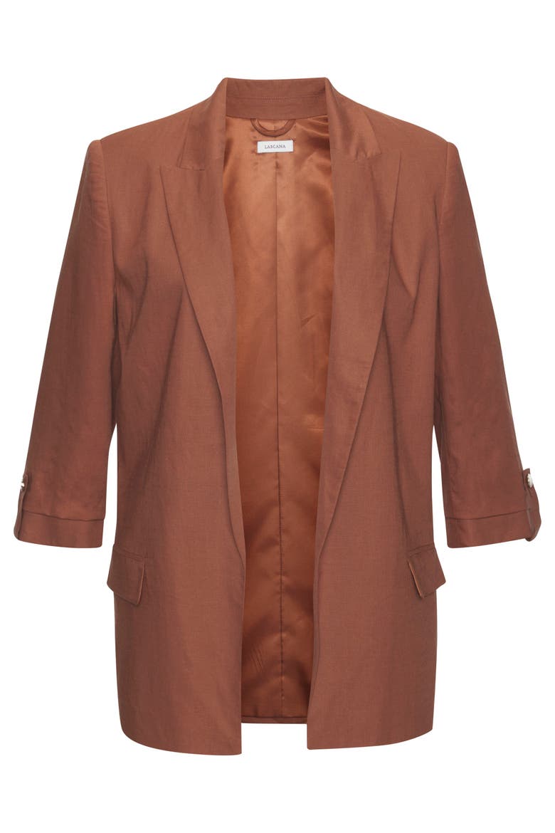 Open Front Linen Blazer, Alternate, color, Cognac