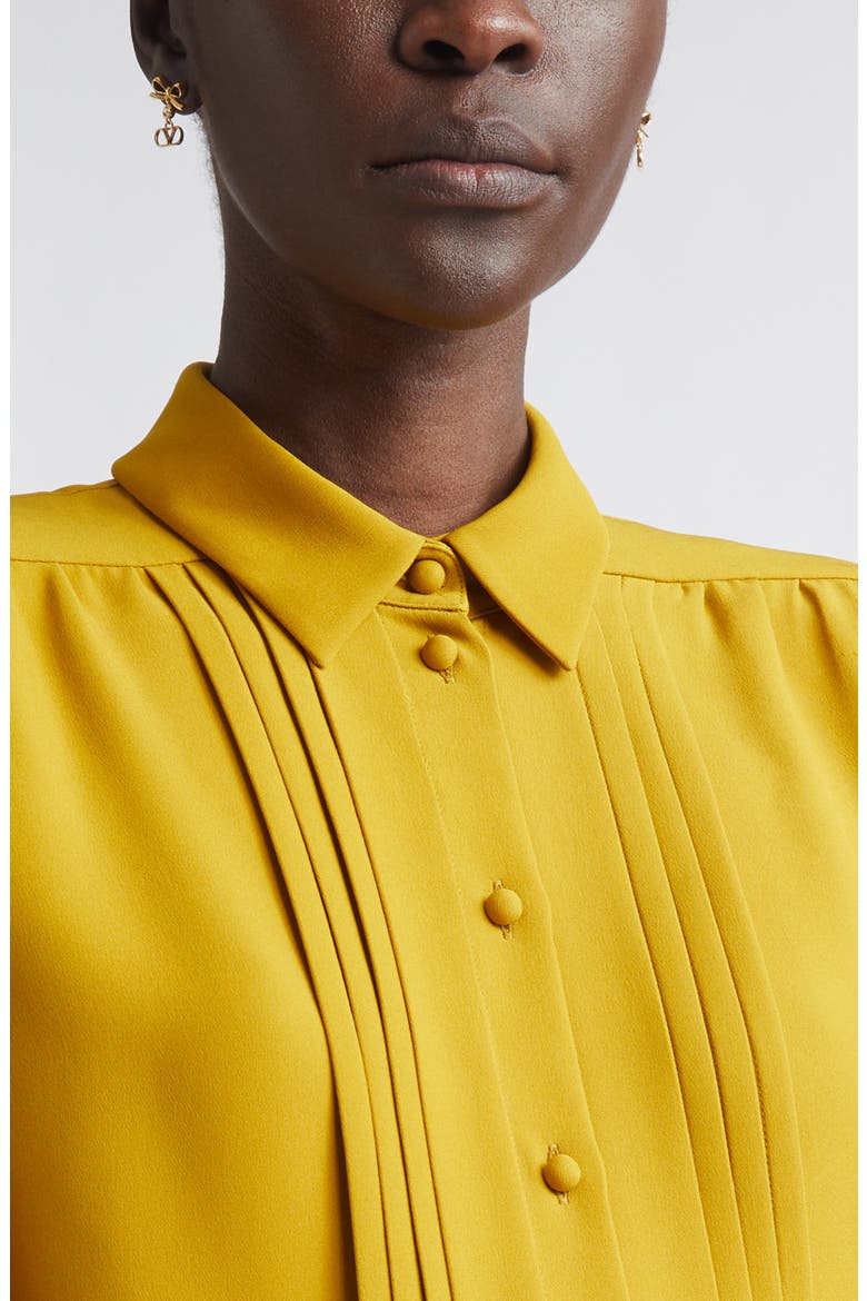 Pintuck Silk Cady Button-Up Shirt, Alternate, color, YELLOW