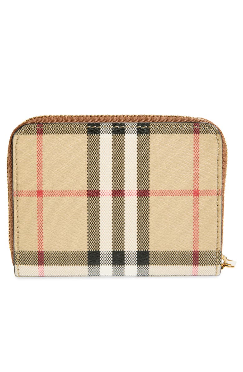 Burberry Small Check Leather Zip Wallet, Alternate, color,