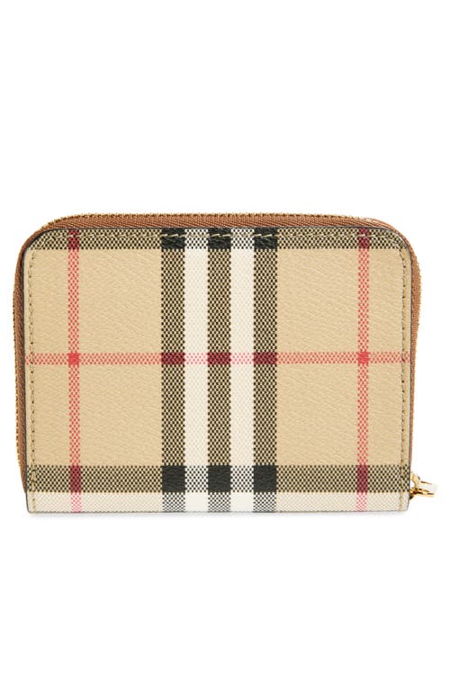 Burberry Beige Zip-around Wallet With Vintage Check Motif In Canvas Woman In Archive Beige