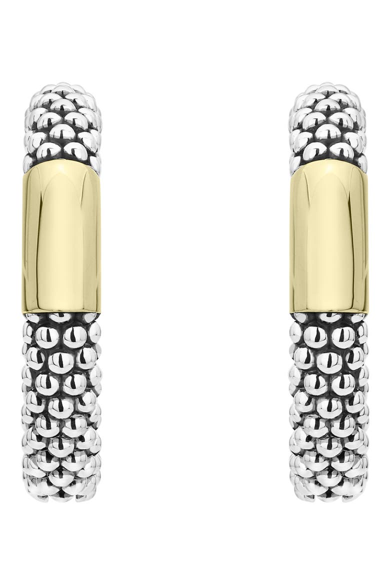 18k Gold Bar Caviar Hoop Earrings, Alternate, color, SILVER