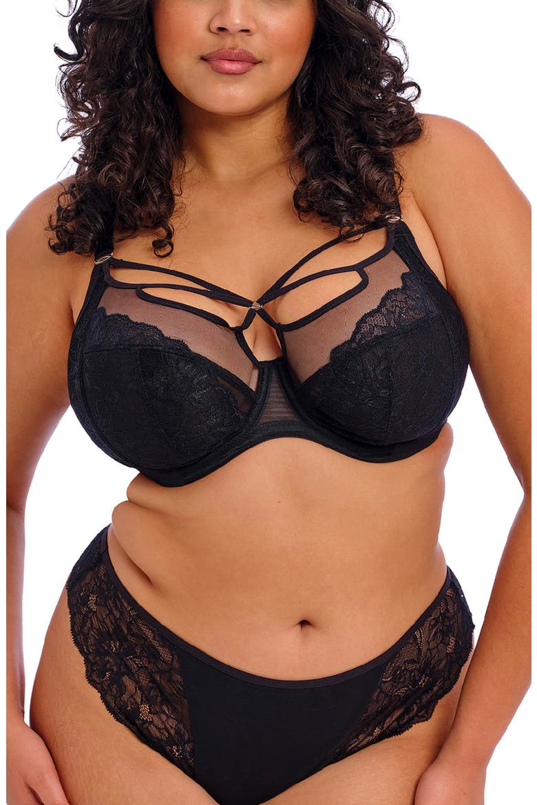 Brianna Underwire Strappy Plunge Bra, Alternate, color, BLACK