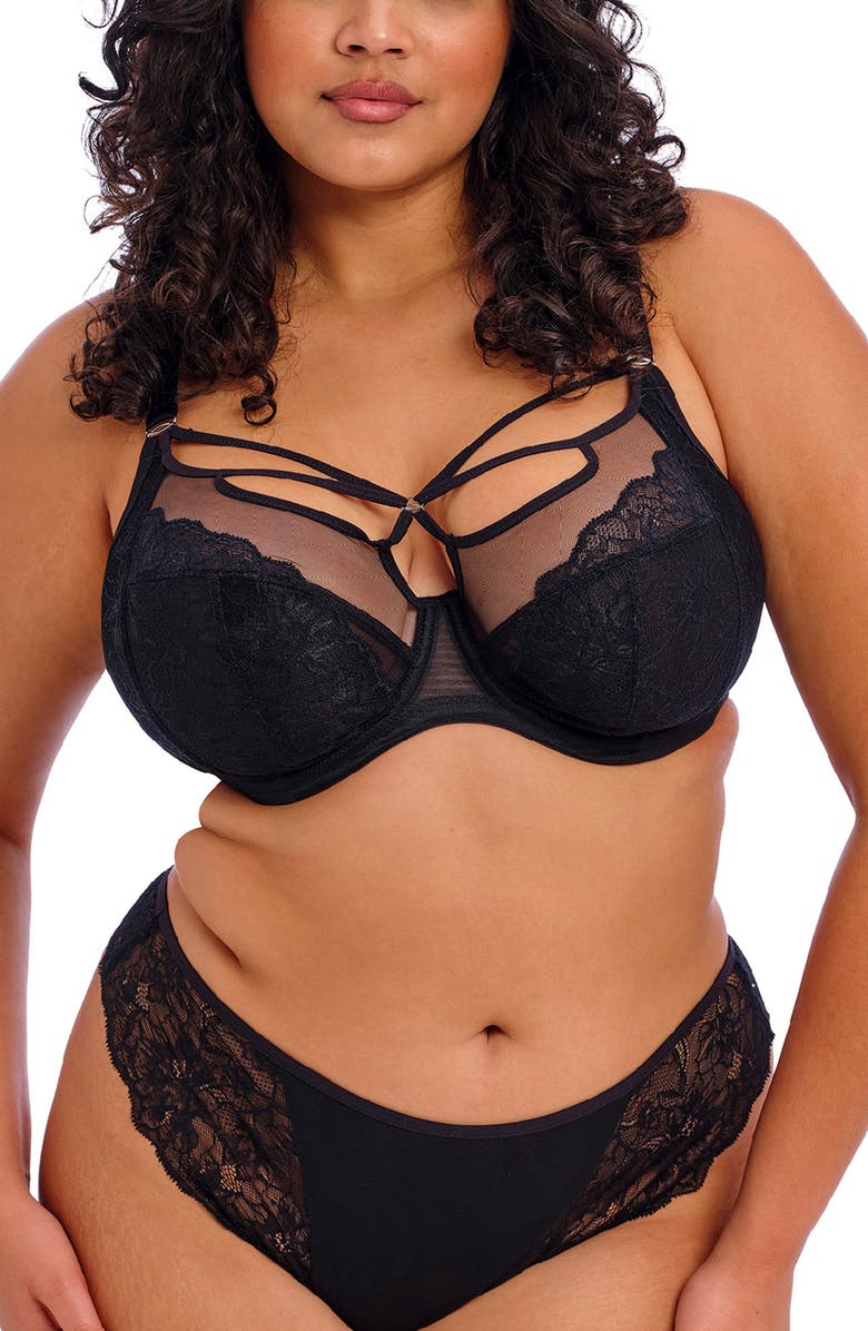 Elomi Brianna Underwire Strappy Plunge Bra, Alternate, color, Black