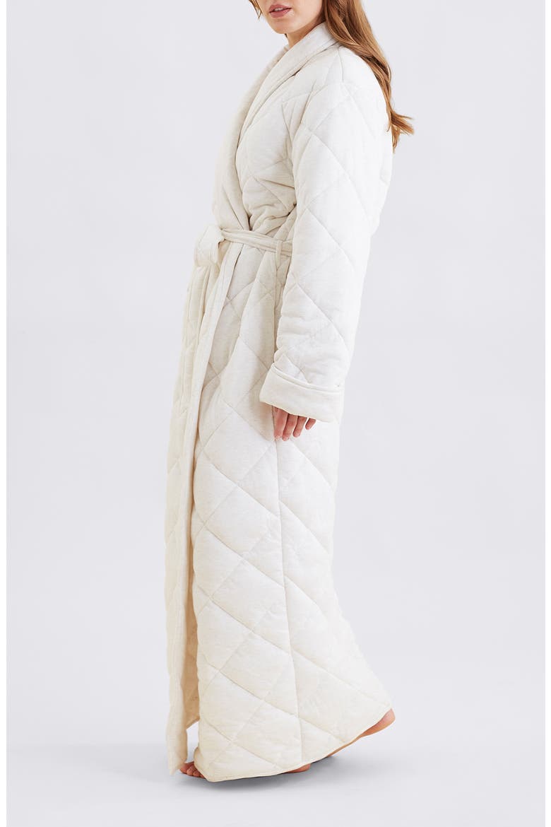 Quilted Cotton Maxi Robe, Alternate, color, ECRU
