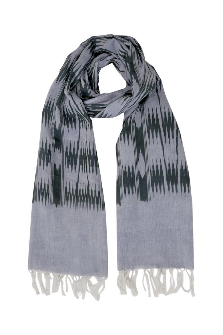 Light Blue & Olive Banded Stripes Scarf, Alternate, color, Blue