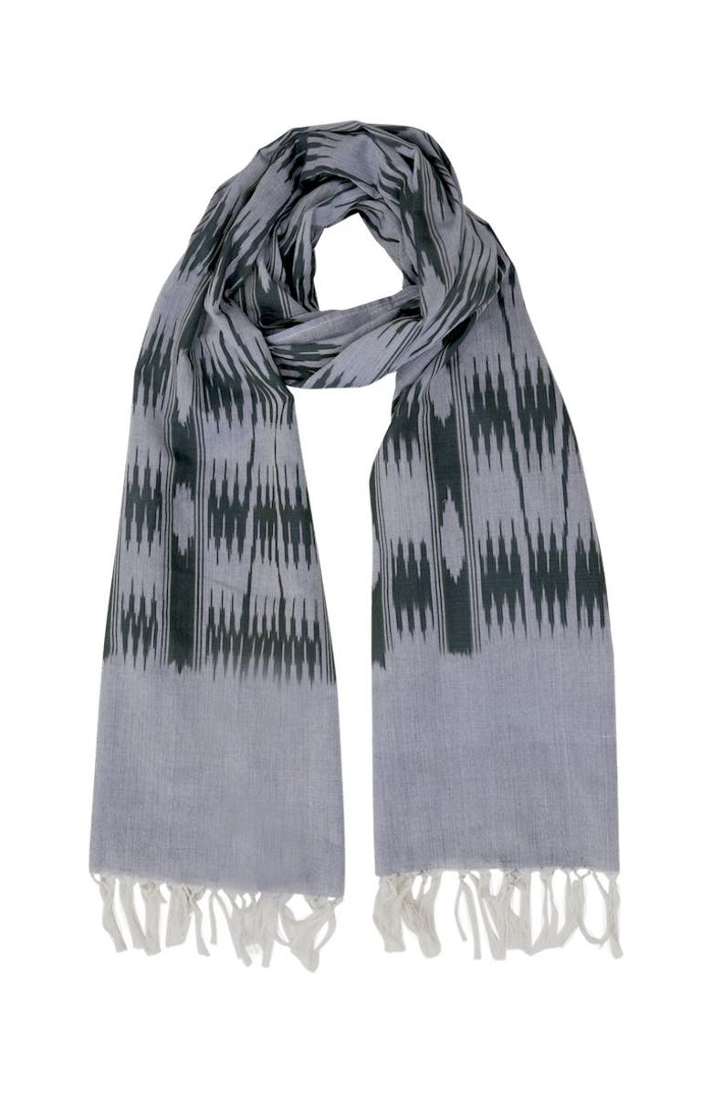 Passion Lilie Light Blue & Olive Banded Stripes Scarf, Alternate, color, Blue
