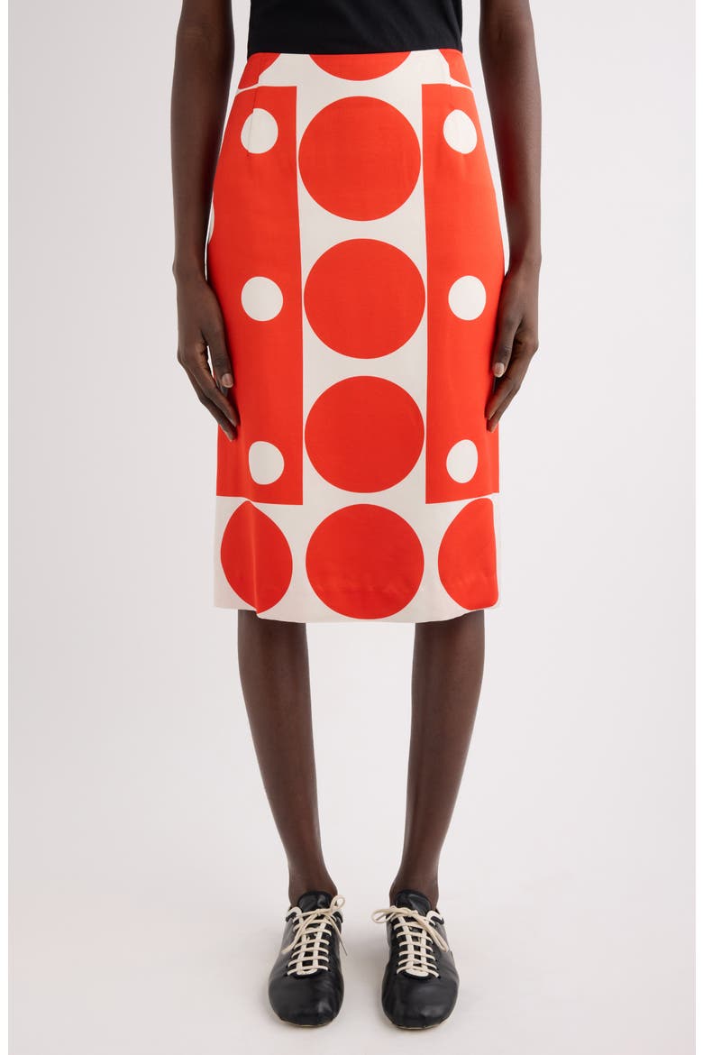 Polka Dot Pencil Skirt, Main, color, RED