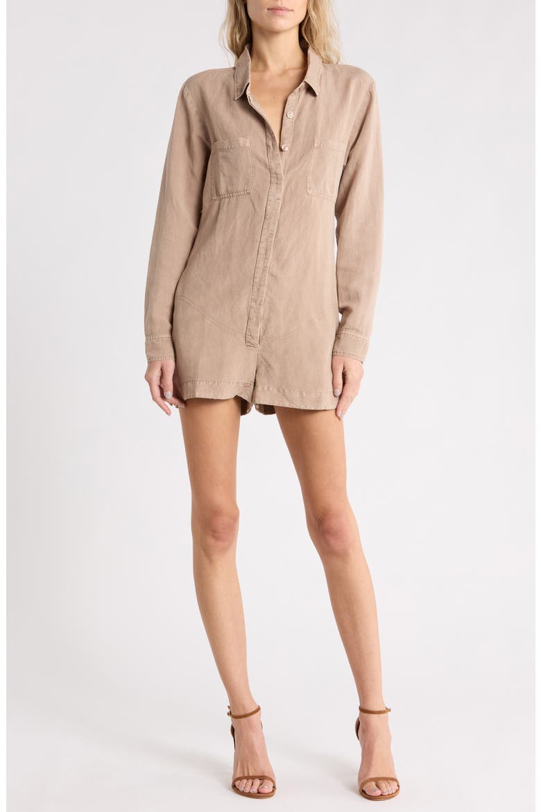 Maisie Linen Blend Romper, Main, color, SHIITAKE PIGMENT