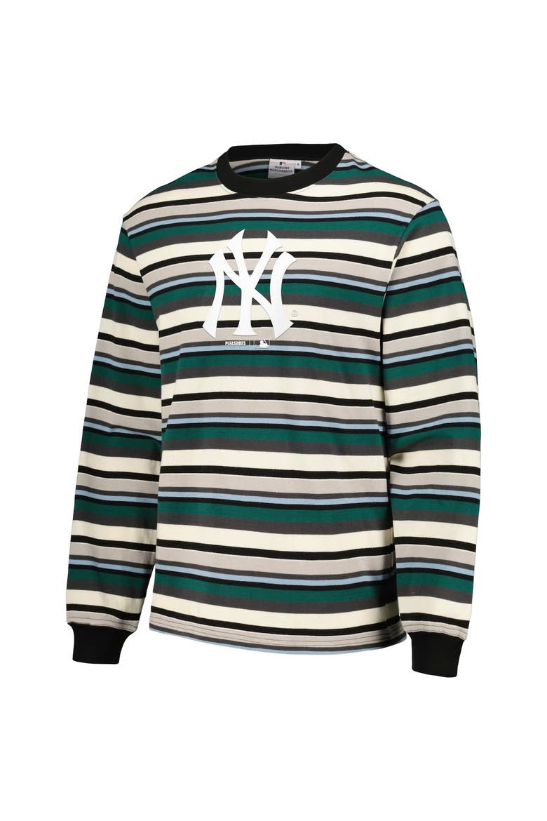 Men's PLEASURES Cream/Green New York Yankees Ballpark Long Sleeve T-Shirt, Alternate, color, Cream
