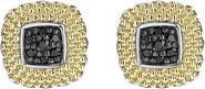 LAGOS Lagos 18K Yellow Gold & Sterling Silver Diamond Lux Black Diamond Square Stud Earrings - 0.17 ctw