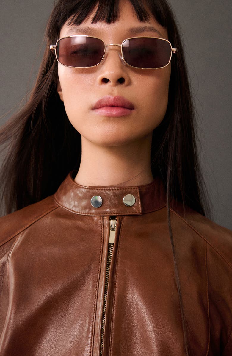 MANGO Leather Moto Jacket, Alternate, color, 