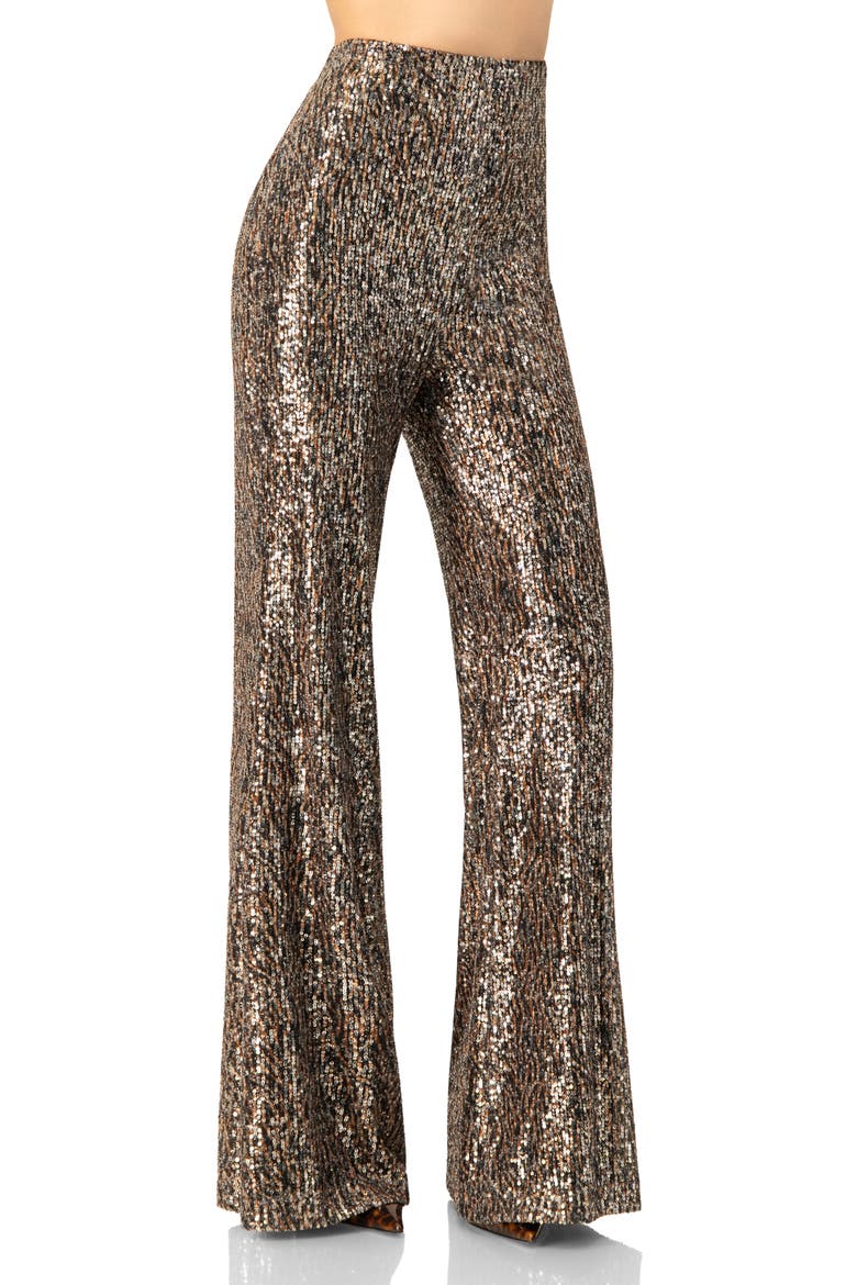 Sequin Flared Trousers, Alternate, color, Multicolor