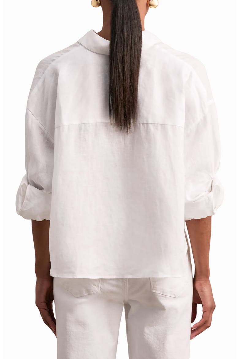 Solena Crop High-Low Linen Shirt, Alternate, color, WHITE