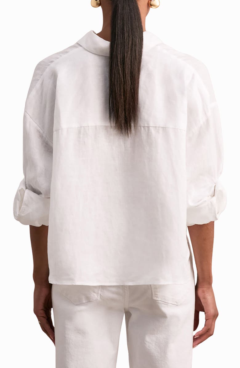 Reiss Solena Crop High-Low Linen Shirt, Alternate, color, White