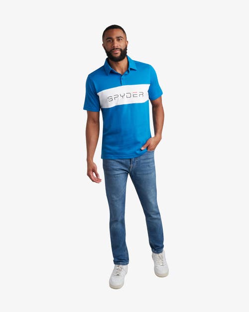 Spyder Men Short Sleeve Color Block Polo In Cobalt