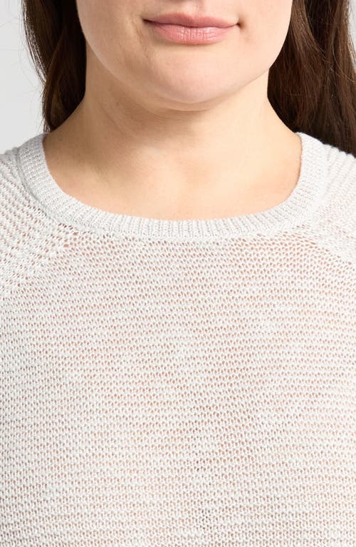 Eileen Fisher Organic Linen & Cotton Slub Crewneck Sweater In Pearl