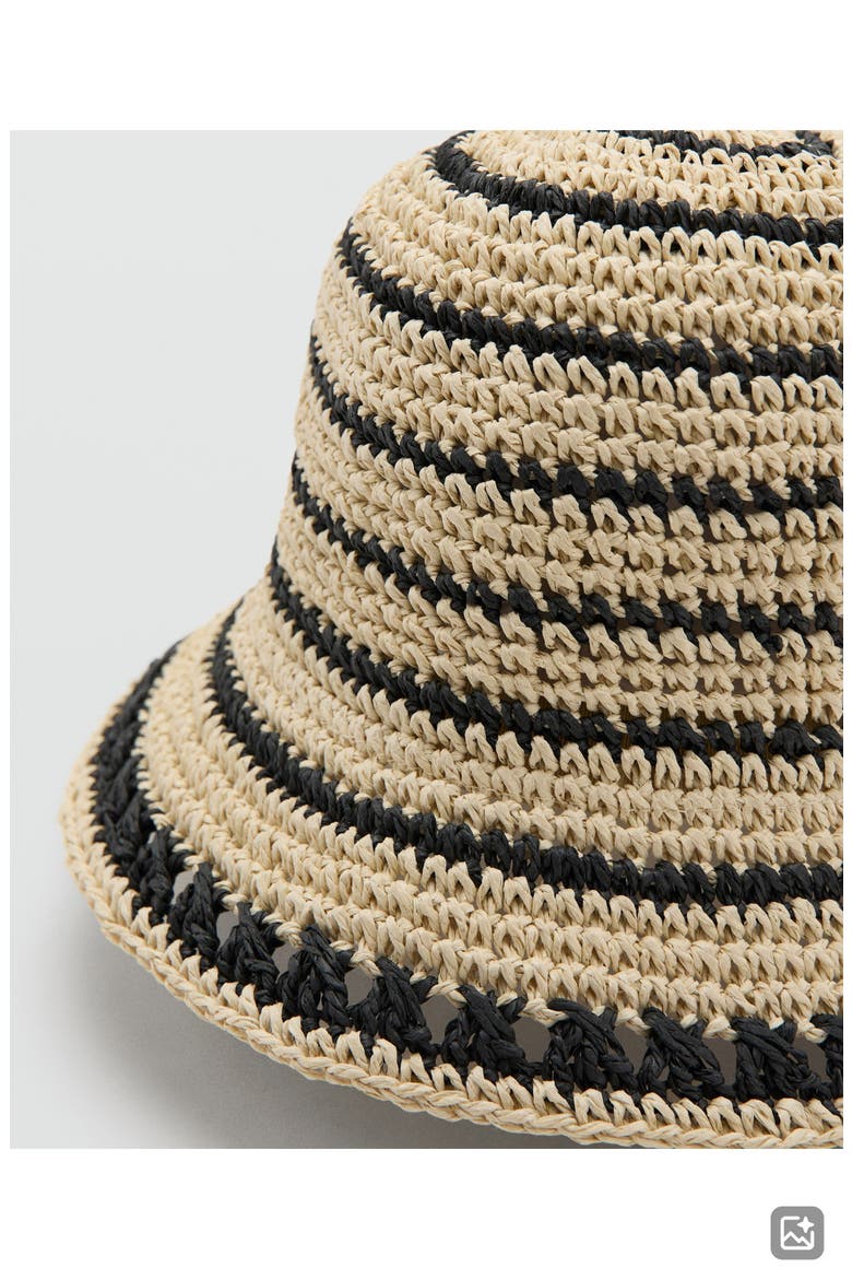 Stripe Straw Bucket Hat, Alternate, color, BLACK