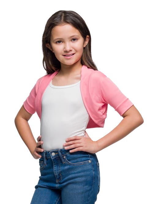 24sevenkid Open Front Short Sleeve Cropped Bolero Shrug In Pink