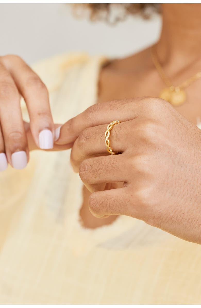 Mint & Lily Dainty Pave Twist Stacking Ring, Alternate, color, 18K Rose Gold Vermeil