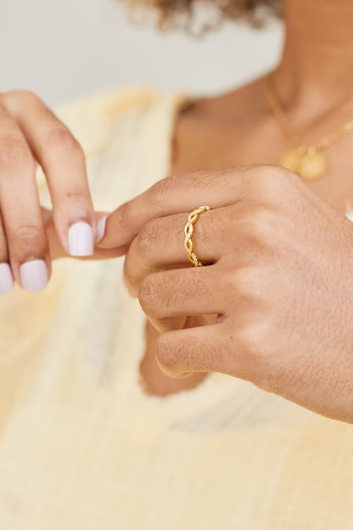 Mint & Lily Dainty Pave Twist Stacking Ring