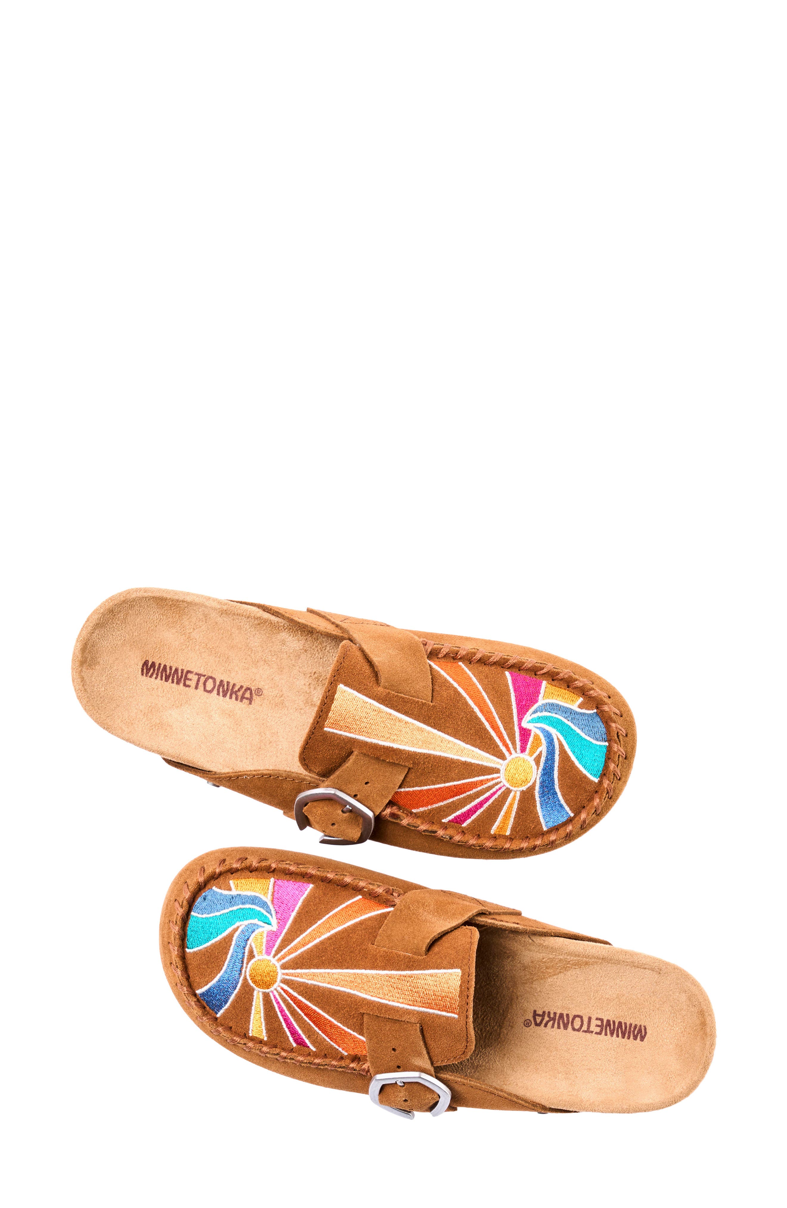 Buckle Leather Clog, Alternate, color, BROWN SUNSET