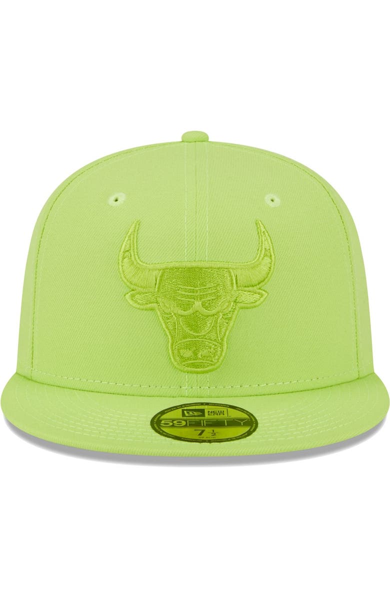 New Era Men's New Era Neon Green Chicago Bulls Spring Color Pack 59FIFTY Fitted Hat, Alternate, color, 