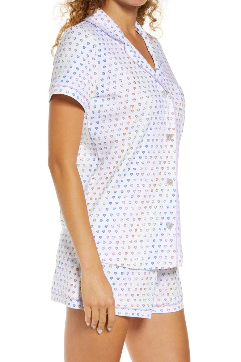 Disco Hearts Polo Short Pajamas, Alternate, color, RAINBOW