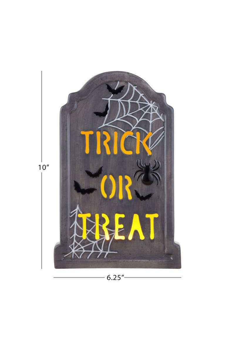 10 in. Ceramic LED Tombstone -Trick or Treat, Alternate, color, Multicolor