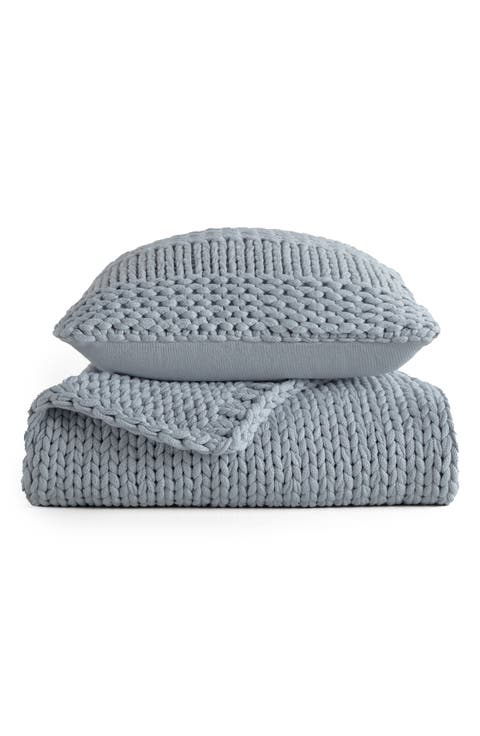 Chunky Knit Accent Pillow & Oversize Throw Blanket Set