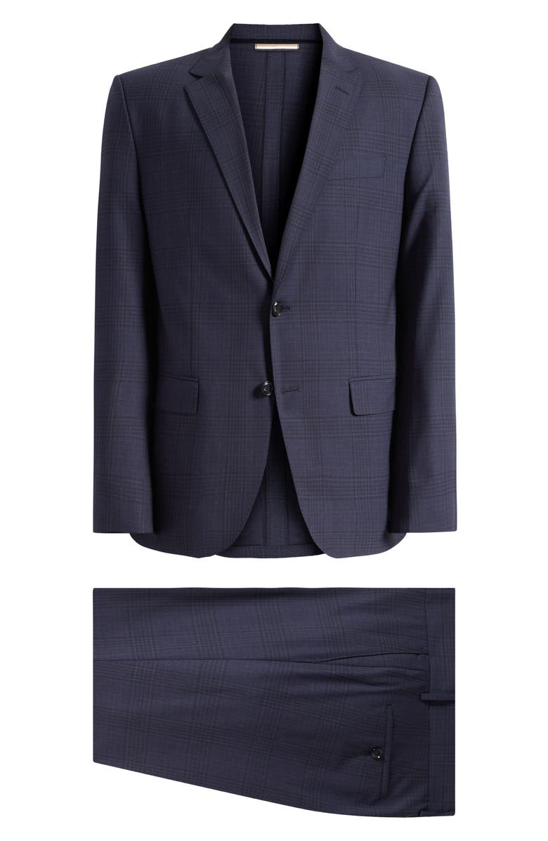 BOSS Huge Slim Fit Dark Blue Check Suit, Main, color, Dark Blue