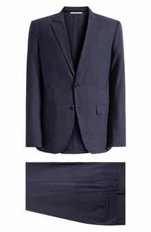 Huge Slim Fit Dark Blue Check Suit