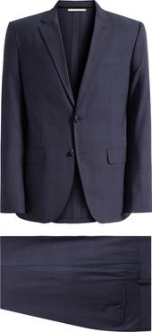 BOSS Huge Slim Fit Dark Blue Check Suit