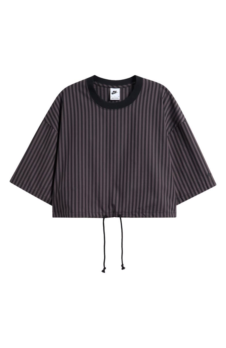 Nike Sportswear Stripe Cotton Poplin Shirt, Alternate, color, Black/ Thunder Grey/ Black