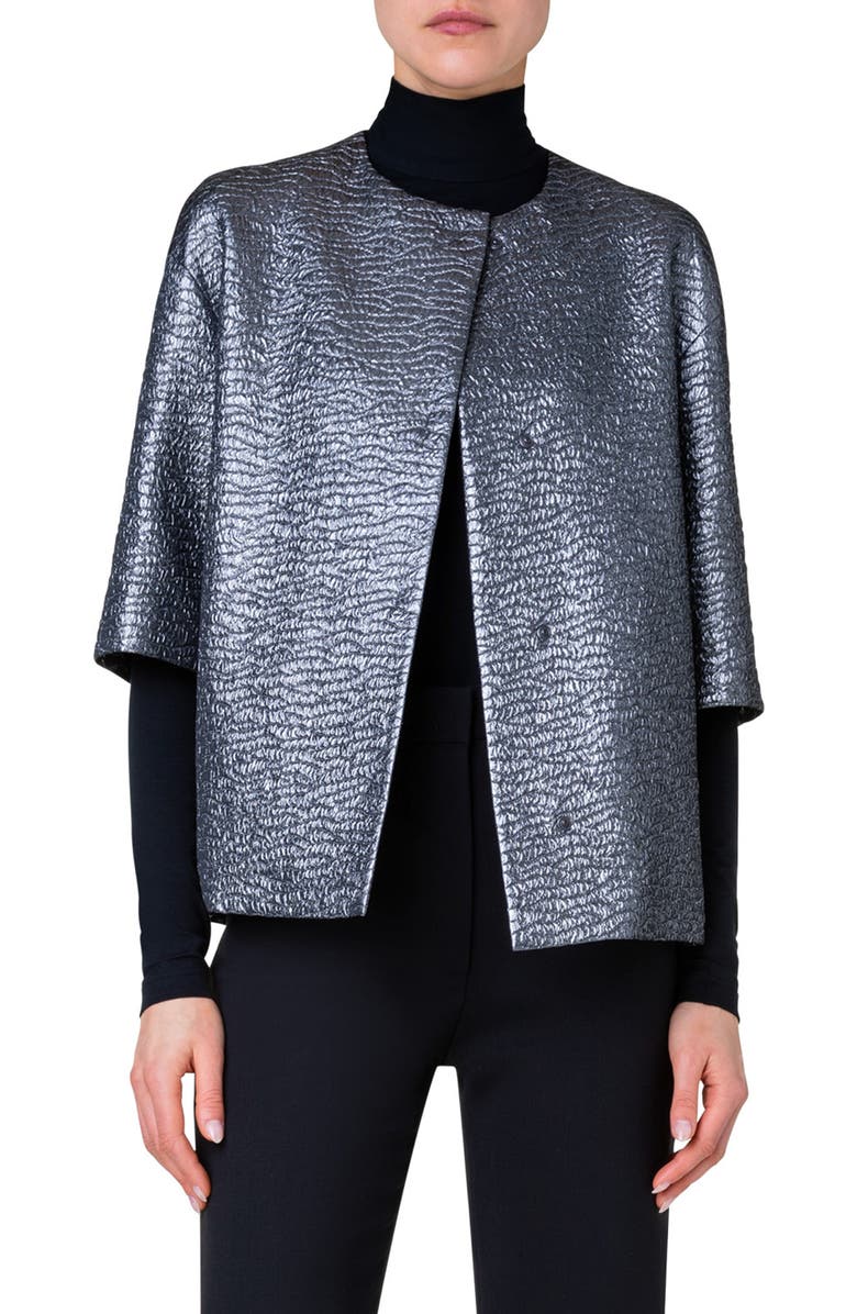 Akris punto Metallic Jacquard Jacket, Main, color, 